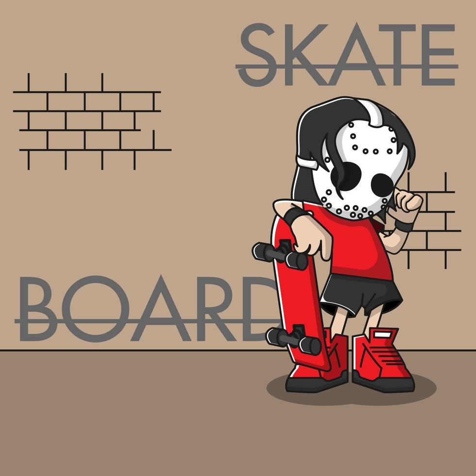 coole Skateboard-Maske-Vektor-Illustration vektor