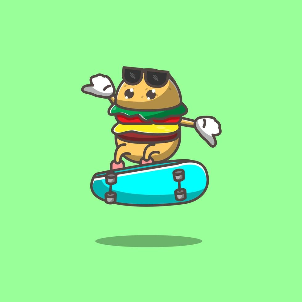 hamburgare skateboard illustration vektor