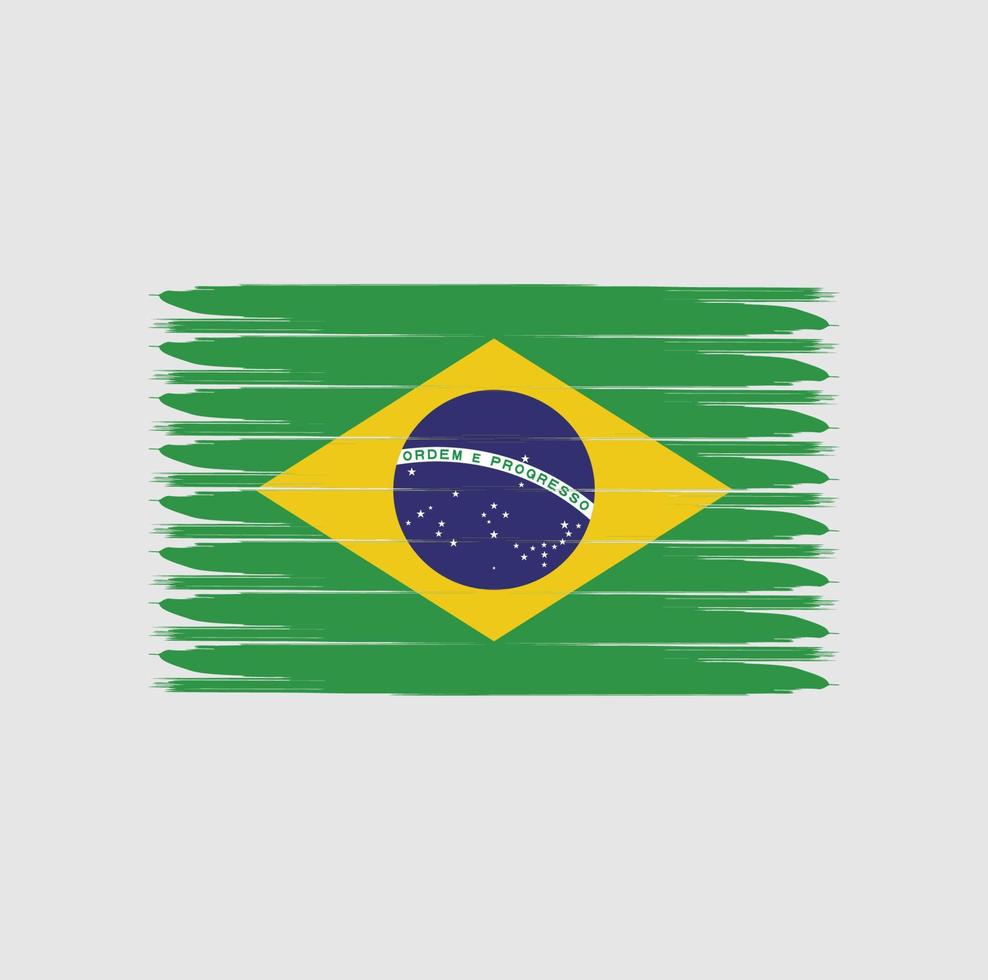 Brasiliens flagga med grunge stil vektor