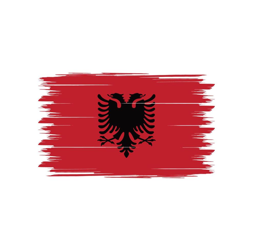 Albanien flagga vektor med akvarell borste stil