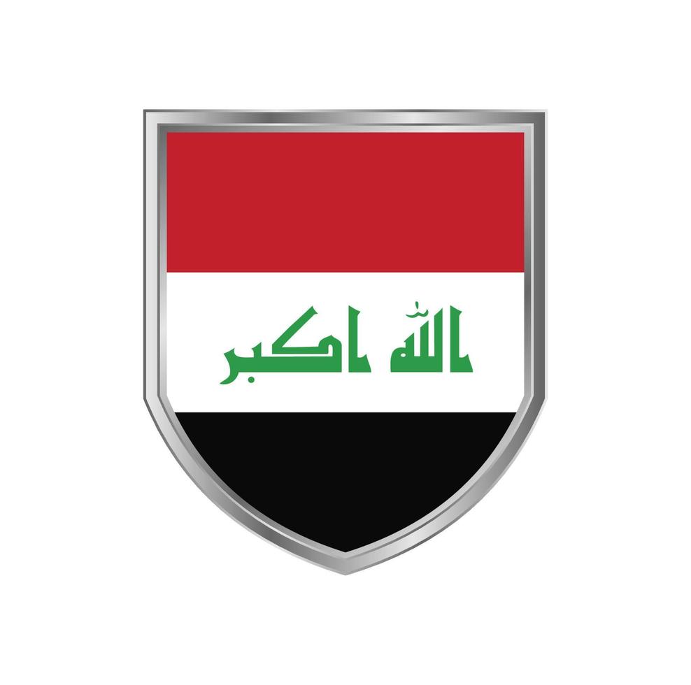 Iraks flagga med metall sköld ram vektor