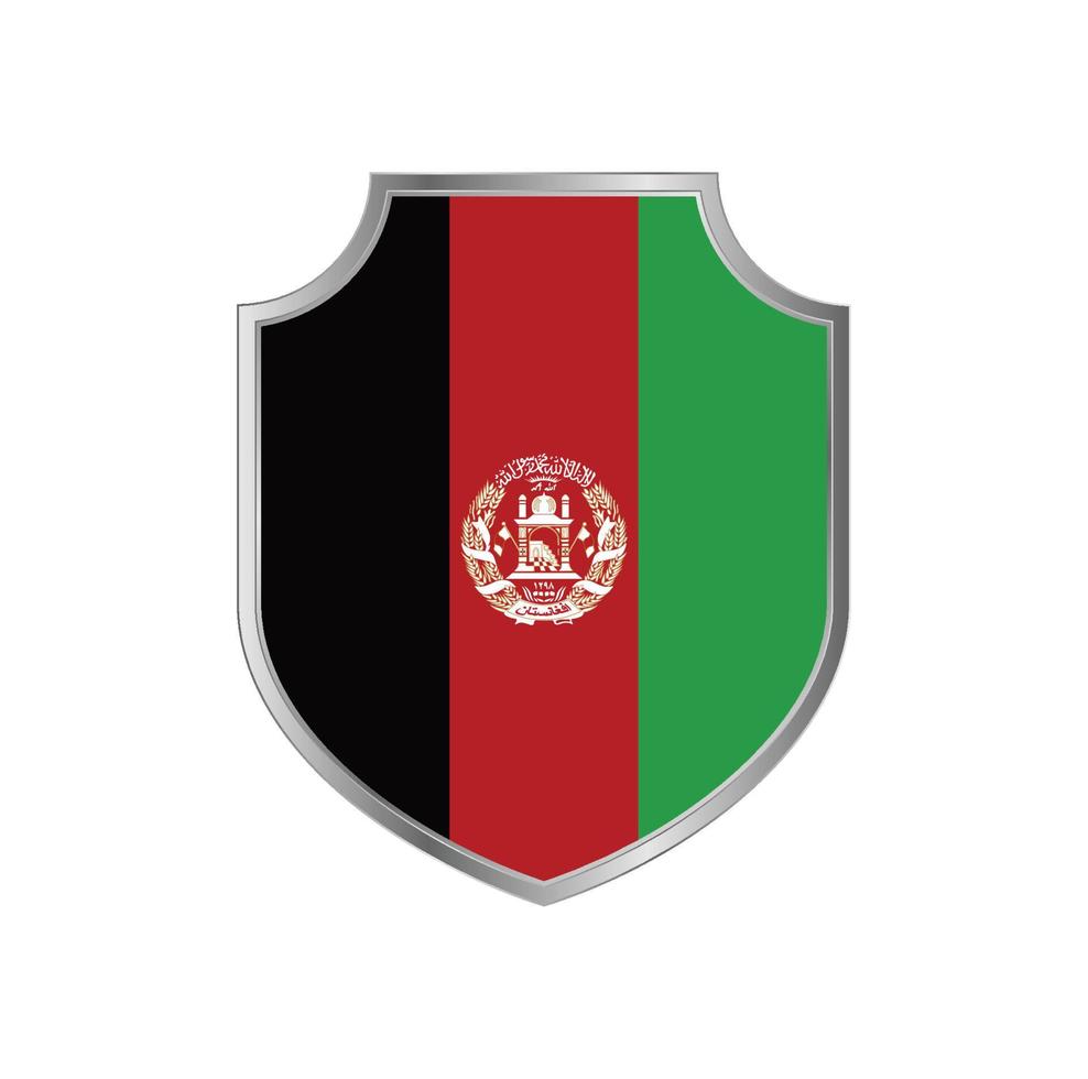 afghanistans flagga med metall sköld ram vektor