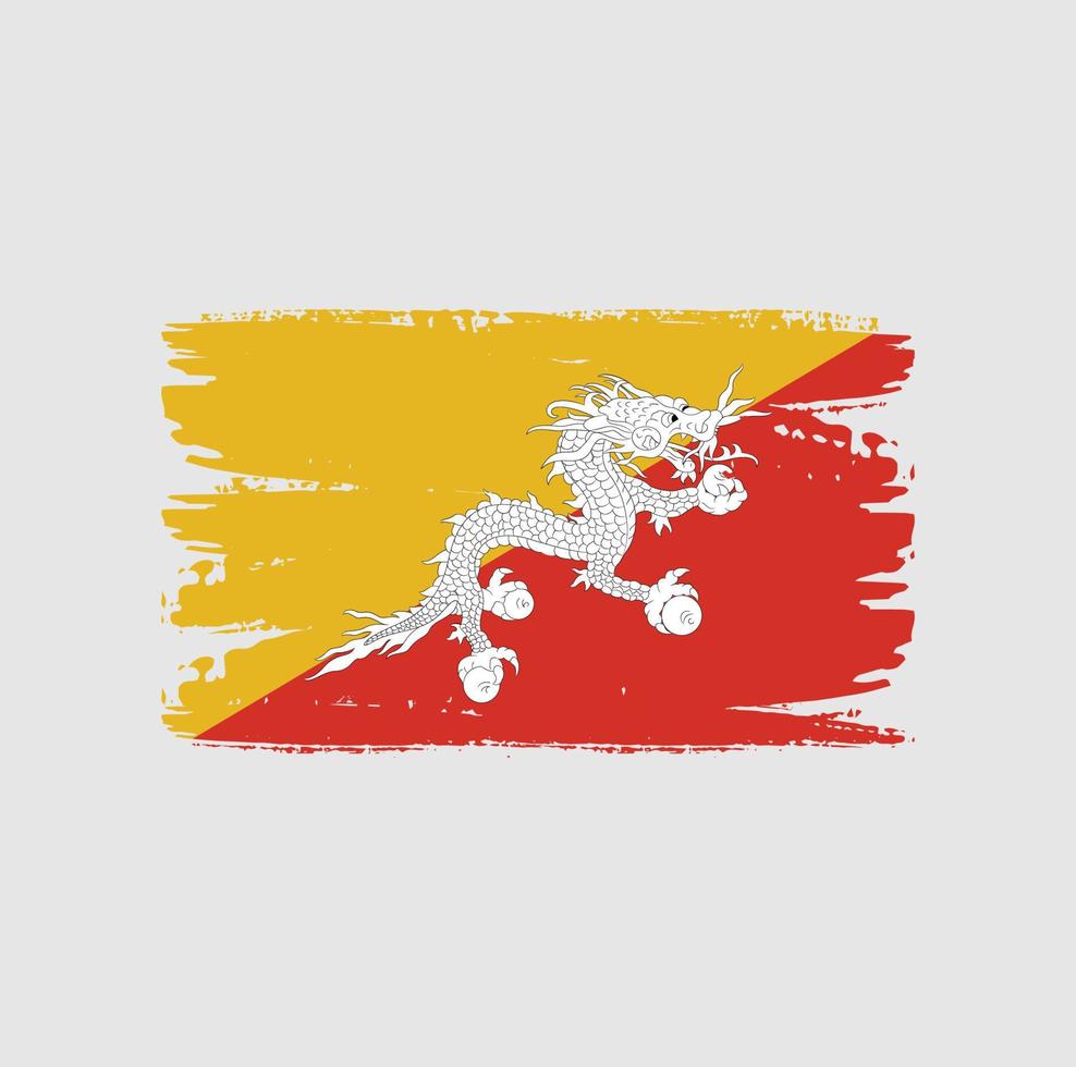 Flagge von Bhutan mit Pinselstil vektor