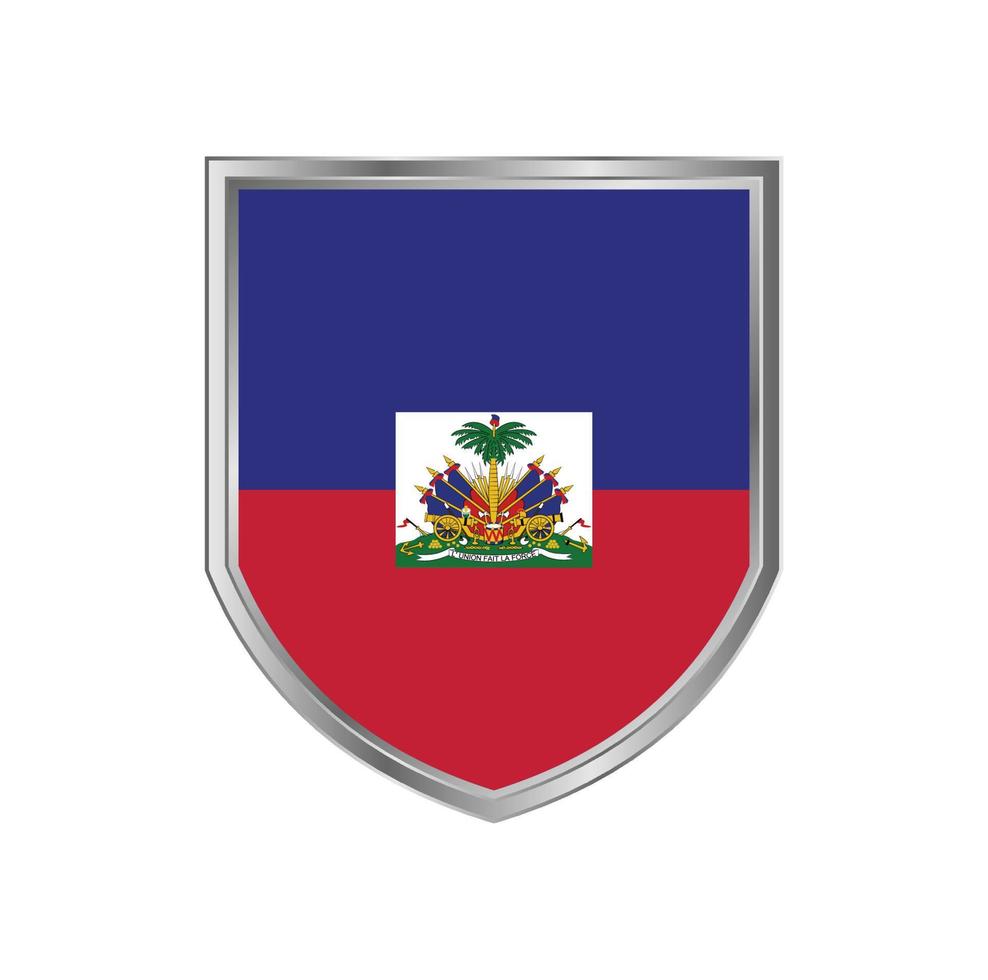 flagga av haiti med metall sköld ram vektor