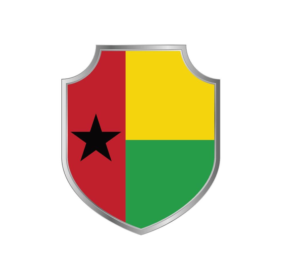 flagga av Guinea Bissau med metall sköld ram vektor