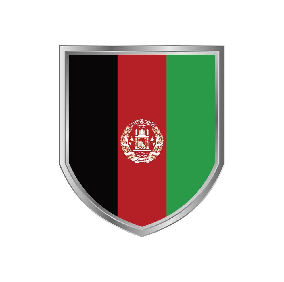 afghanistans flagga med metall sköld ram vektor