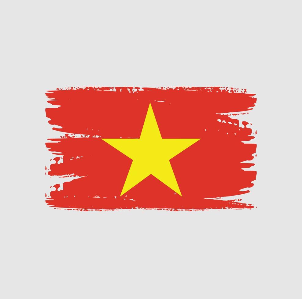 flagga av vietnam med borste stil vektor