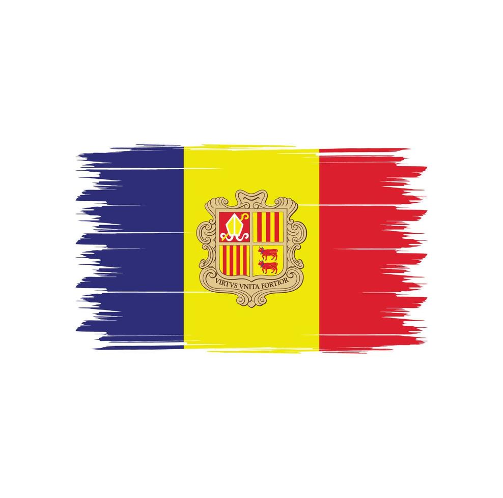 andorra flagga vektor med akvarell borste stil