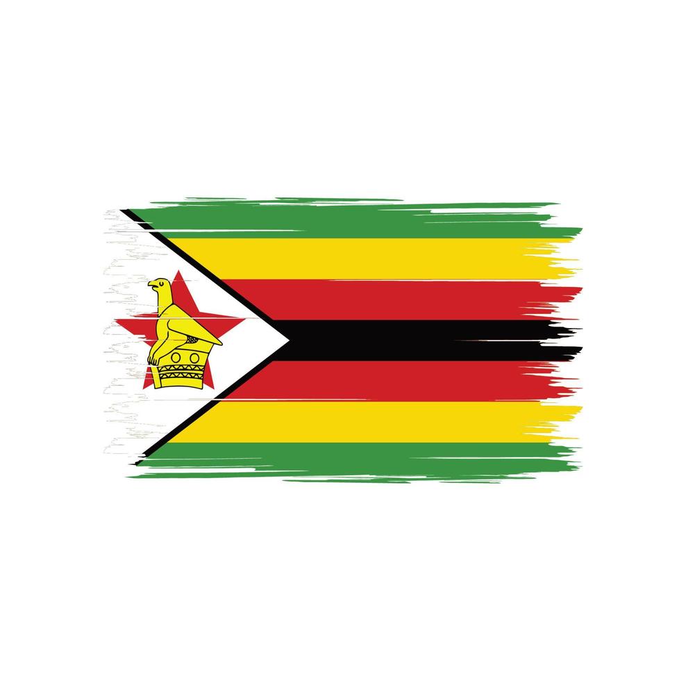 Simbabwe-Flaggenvektor mit Aquarellpinselart vektor