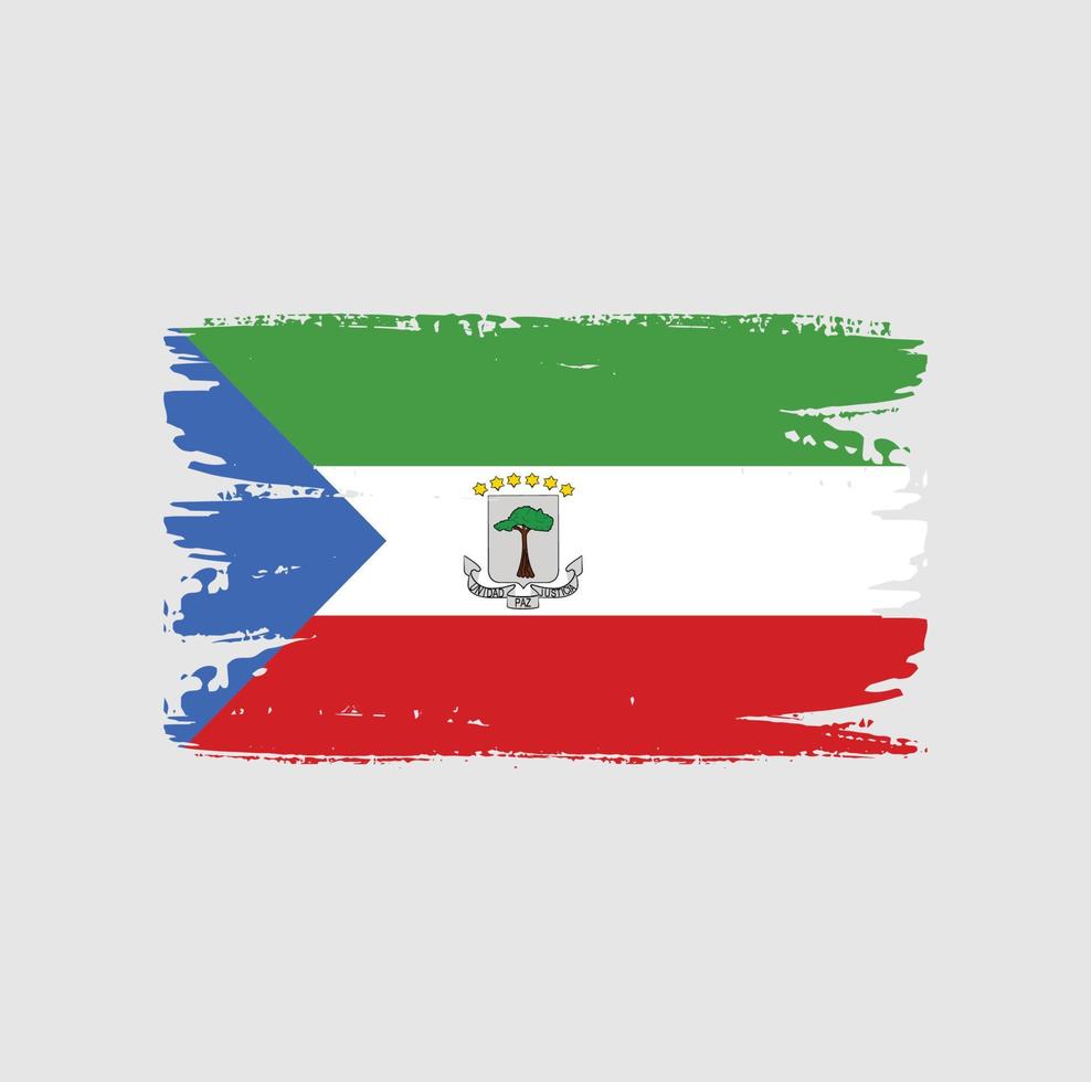 Ekvatorialguineas flagga med pensel stil vektor