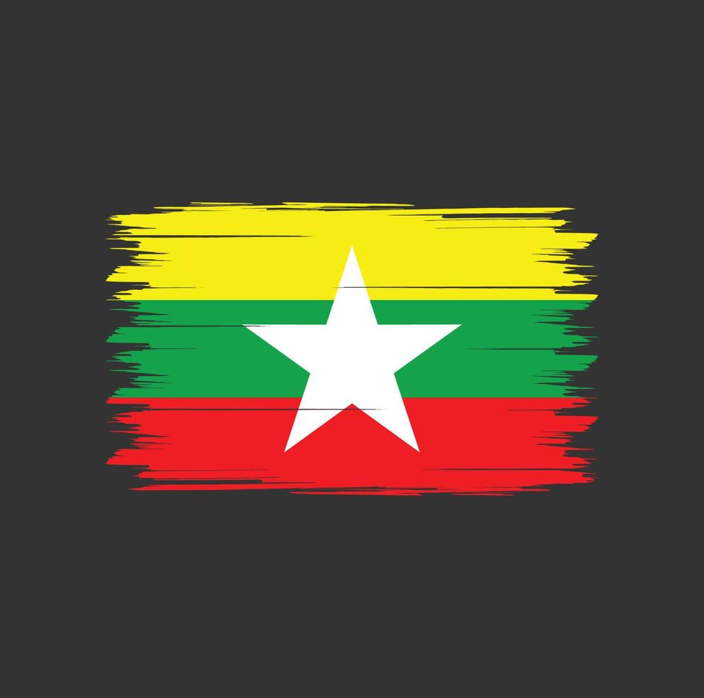 myanmar flagga vektor med akvarell borste stil