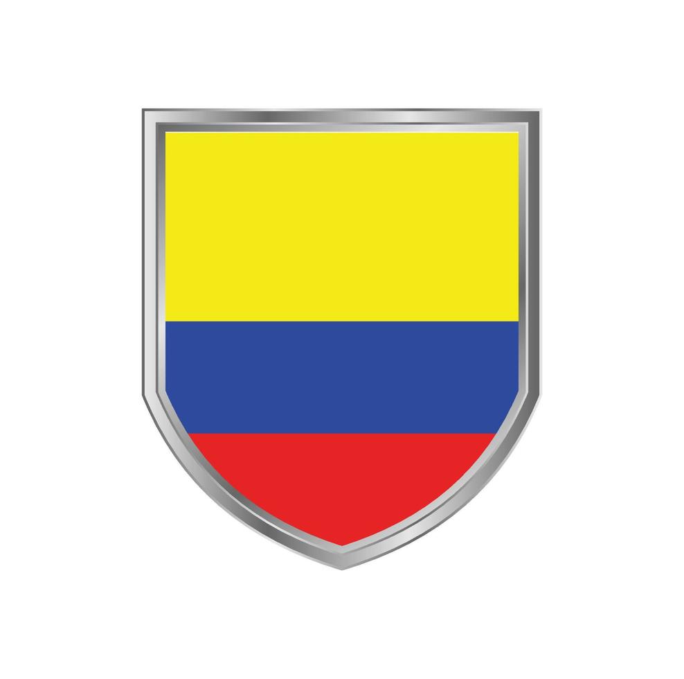 Colombia flagga med metall sköld ram vektor