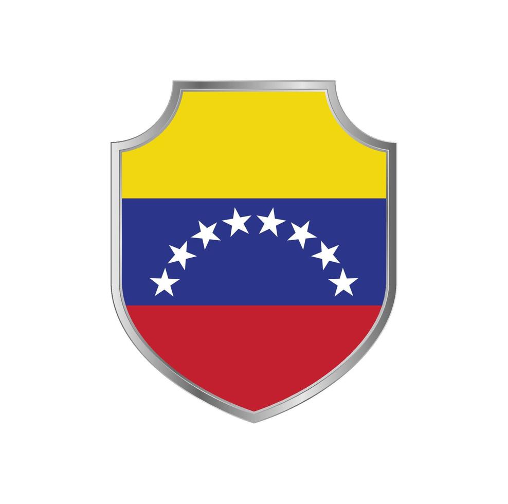 flagga av venezuela med metall sköld ram vektor