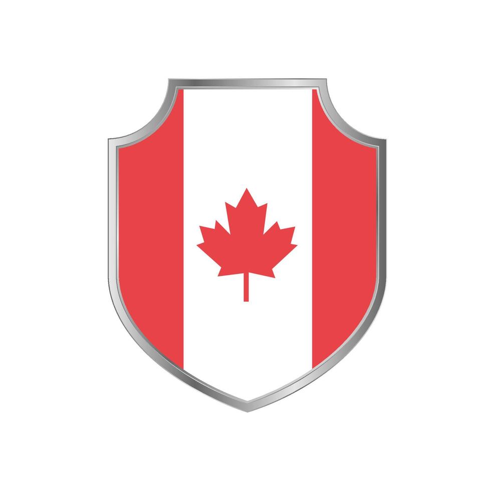 Kanadas flagga med metall sköld ram vektor