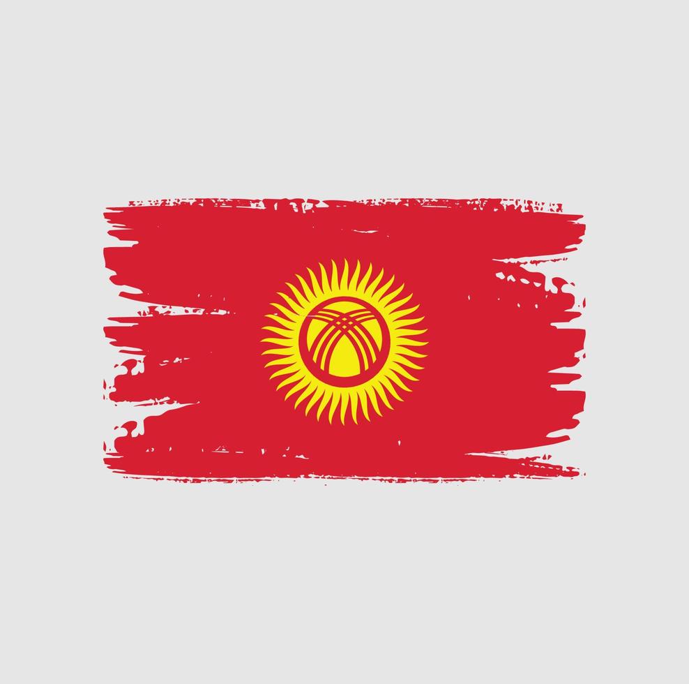 Flagge von Kirgisistan mit Pinselstil vektor