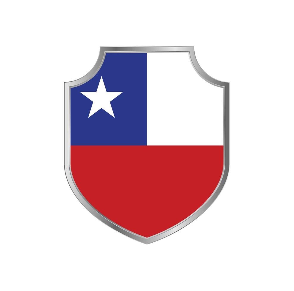 flagga för chile med metall sköld ram vektor
