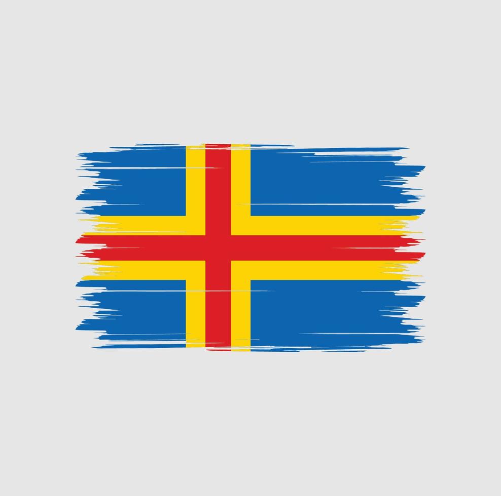 åland öarna flagga vektor med akvarell borste stil