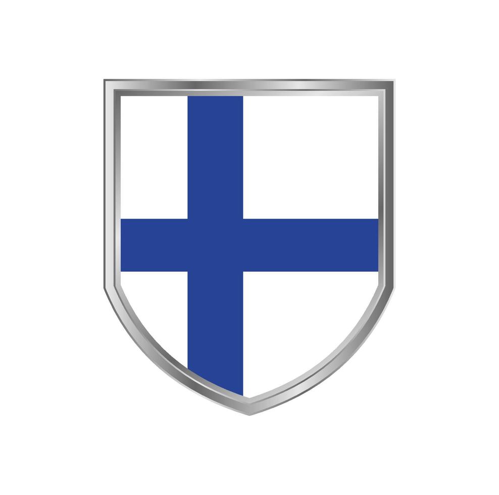 finlands flagga med metall sköld ram vektor