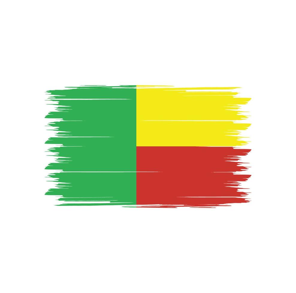 Benin flagga vektor med akvarell borste stil