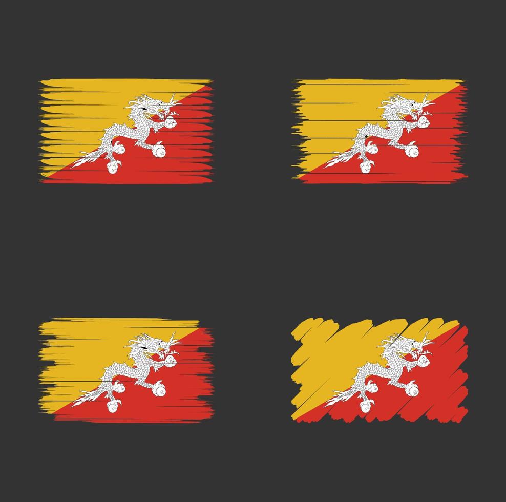 samling flagga av bhutan vektor