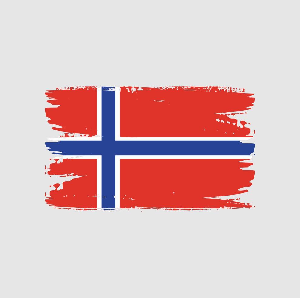 Norges flagga med borste stil vektor