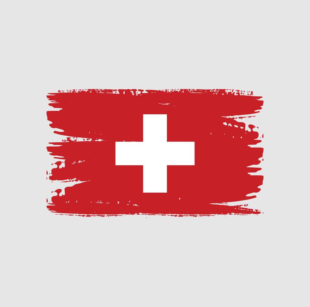 Schweiz flagga med borste stil vektor