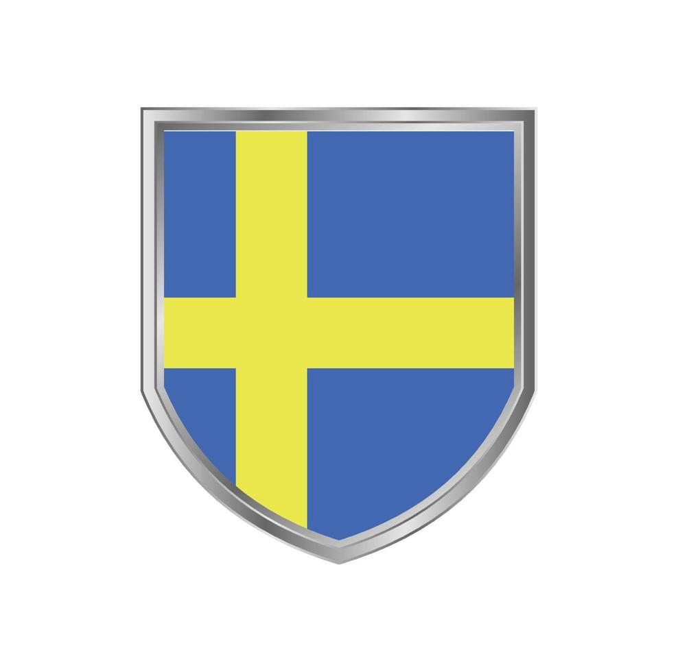 sveriges flagga med metall sköld ram vektor