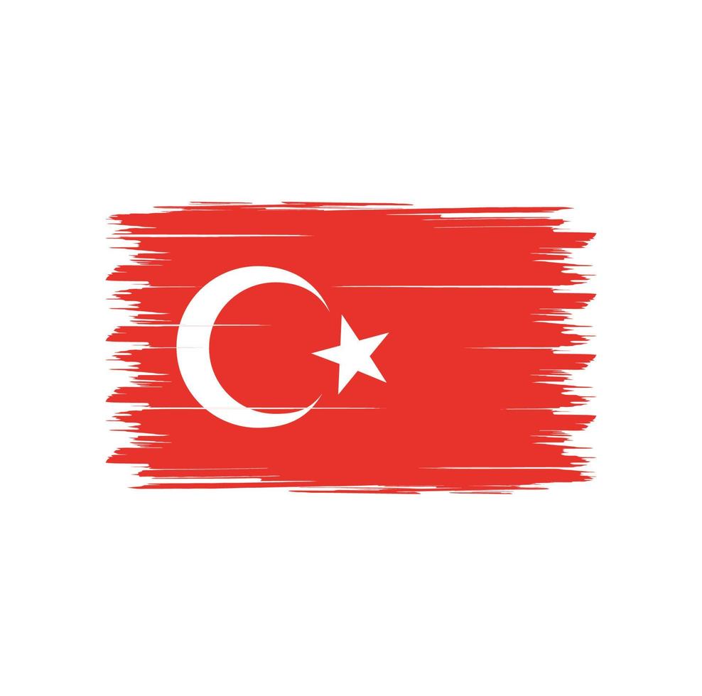 Turkiet flagga vektor med akvarell pensel stil