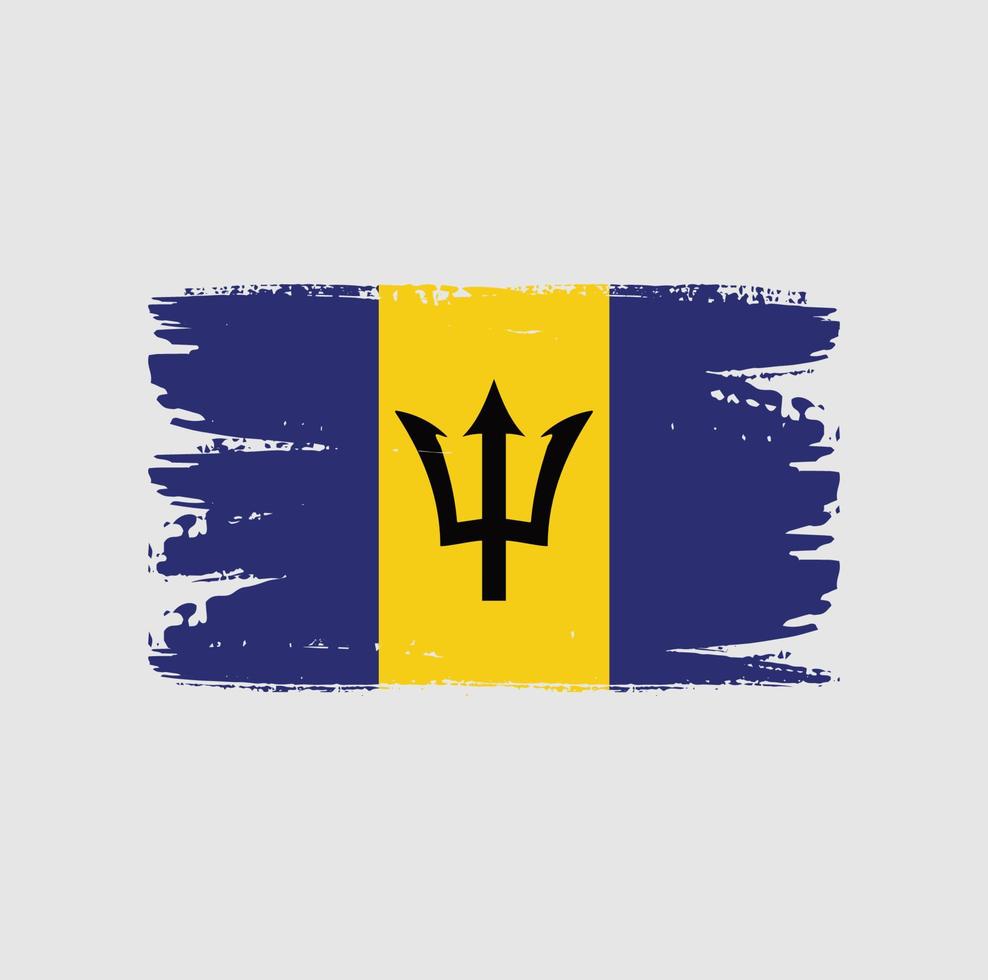 flagga Barbados med borste stil vektor