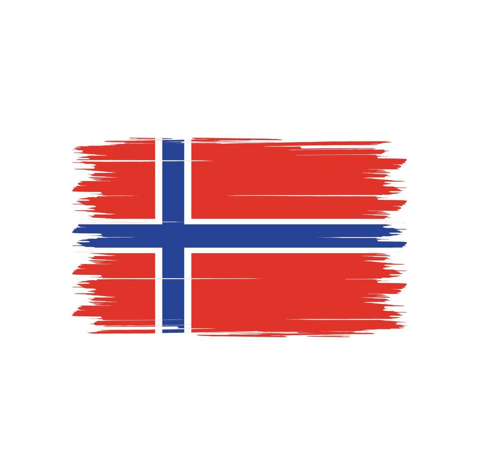 Norges flagga vektor med akvarell borste stil