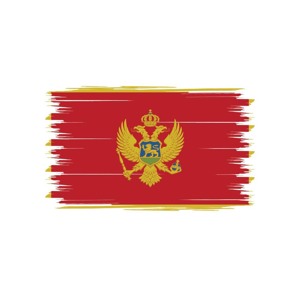 montenegro-flaggenvektor mit aquarellbürstenart vektor