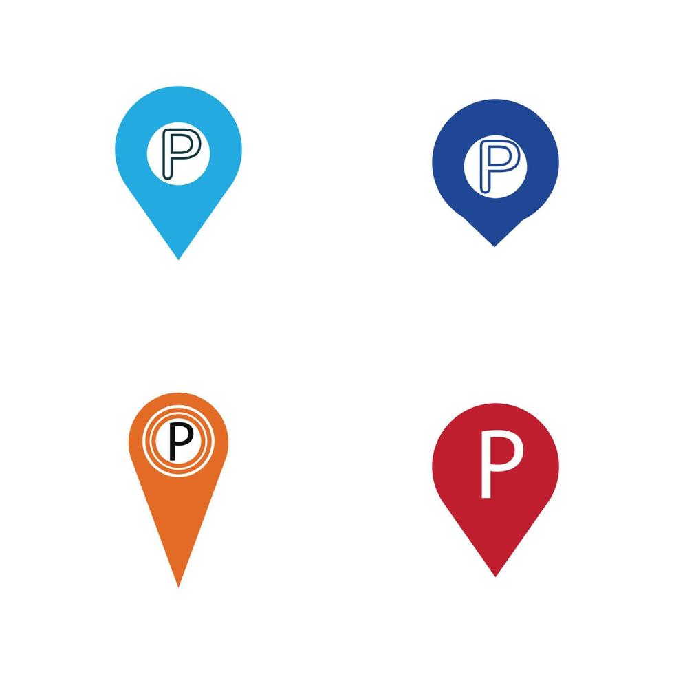 Parkplatz-Pin-Vektor-Symbol Illustration Design-Vorlage vektor