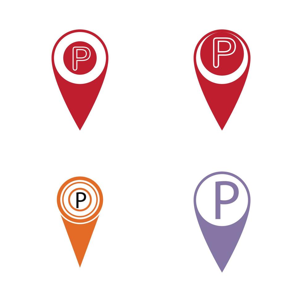 Parkplatz-Pin-Vektor-Symbol Illustration Design-Vorlage vektor