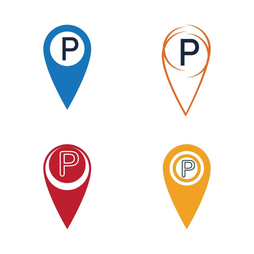 Parkplatz-Pin-Vektor-Symbol Illustration Design-Vorlage vektor