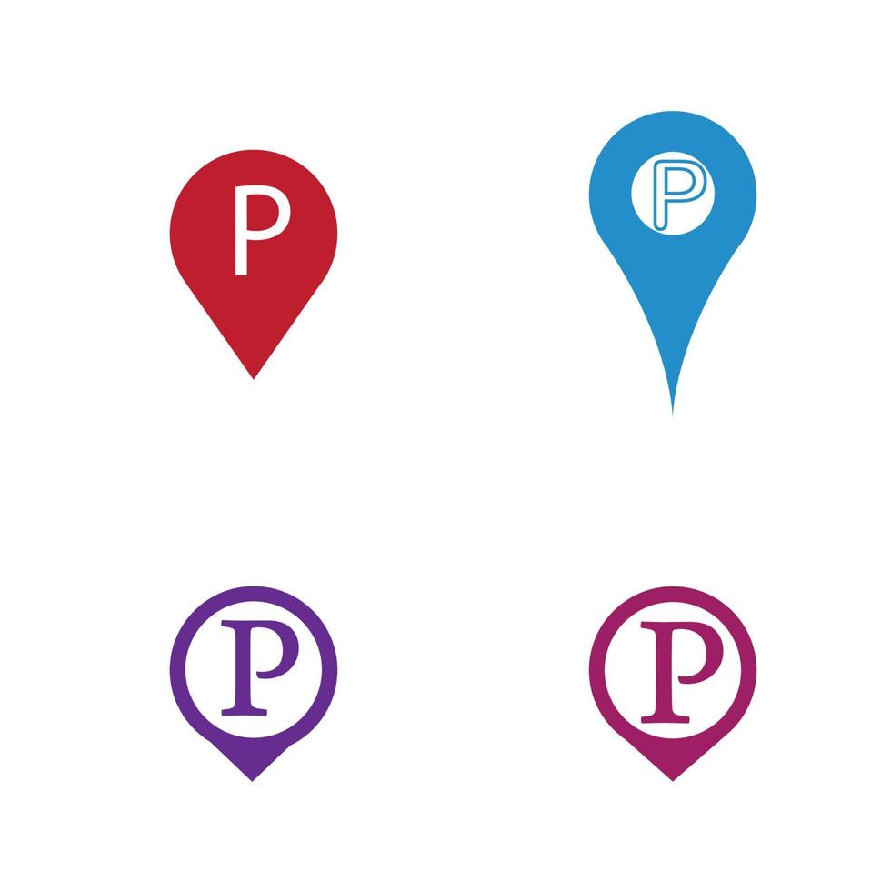 Parkplatz-Pin-Vektor-Symbol Illustration Design-Vorlage vektor