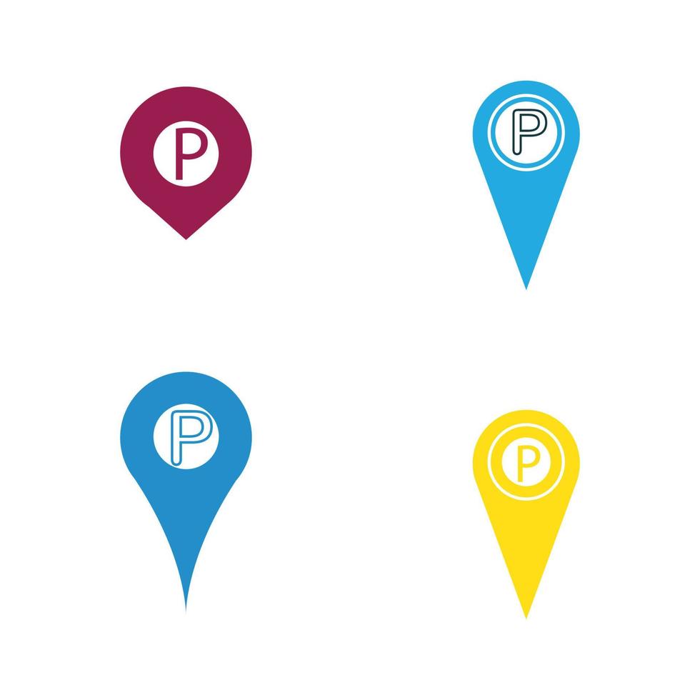 Parkplatz-Pin-Vektor-Symbol Illustration Design-Vorlage vektor