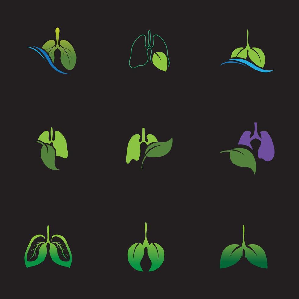 grüne Lungen Vektor-Logo Illustration Design-Vorlage, dieses Logo mit Blatt. vektor