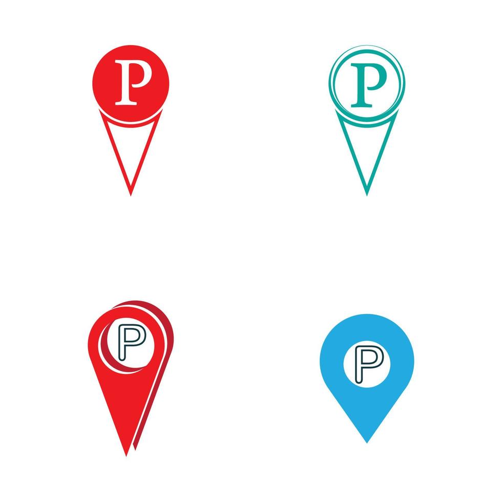 Parkplatz-Pin-Vektor-Symbol Illustration Design-Vorlage vektor