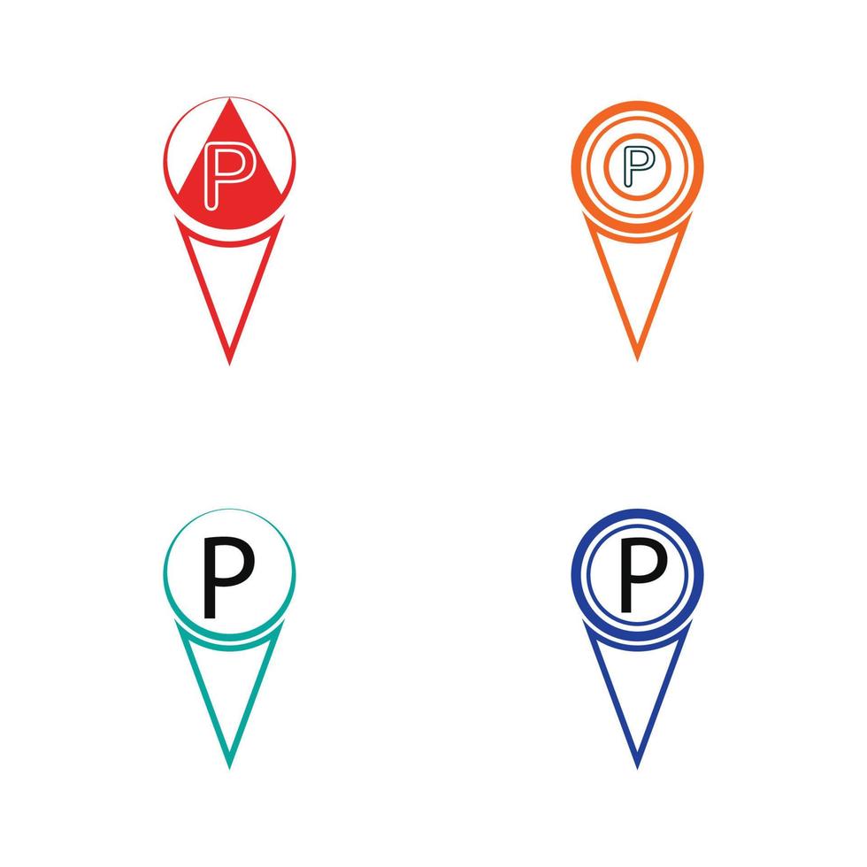 Parkplatz-Pin-Vektor-Symbol Illustration Design-Vorlage vektor