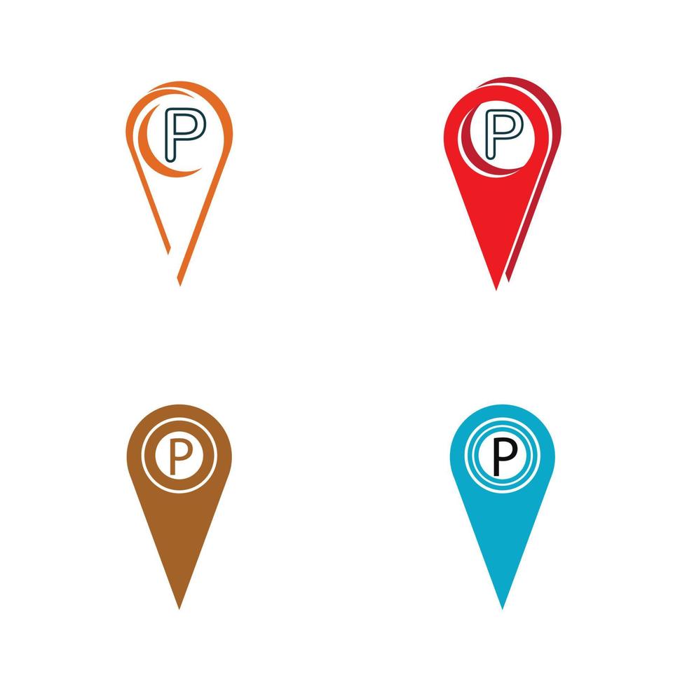 Parkplatz-Pin-Vektor-Symbol Illustration Design-Vorlage vektor