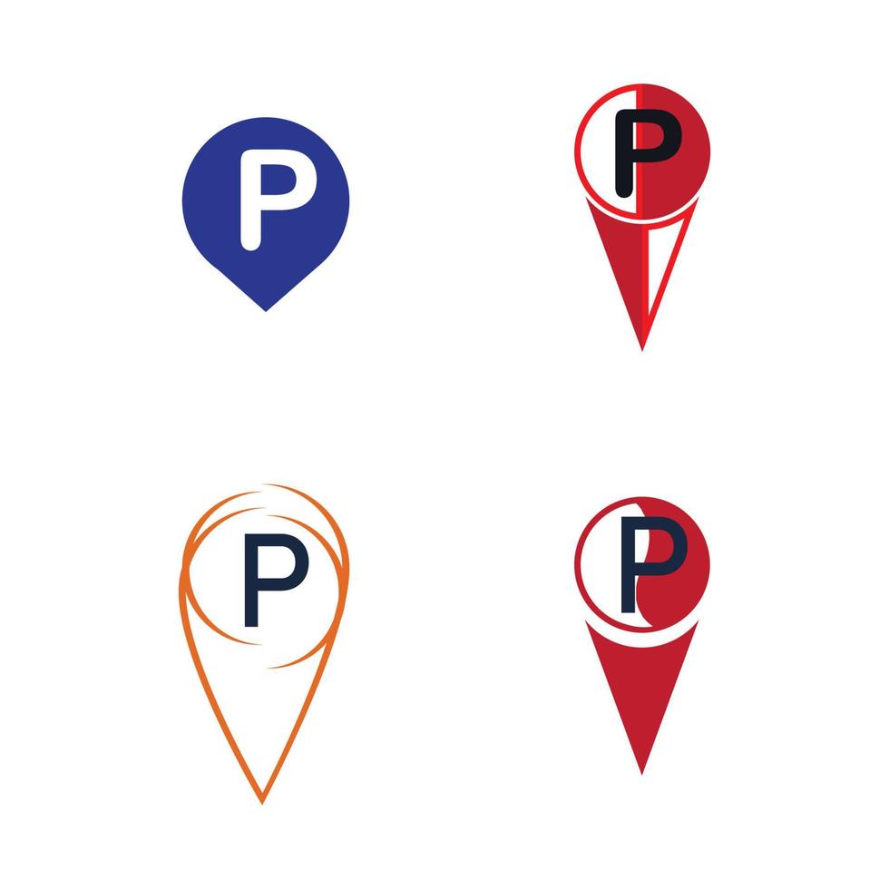 Parkplatz-Pin-Vektor-Symbol Illustration Design-Vorlage vektor