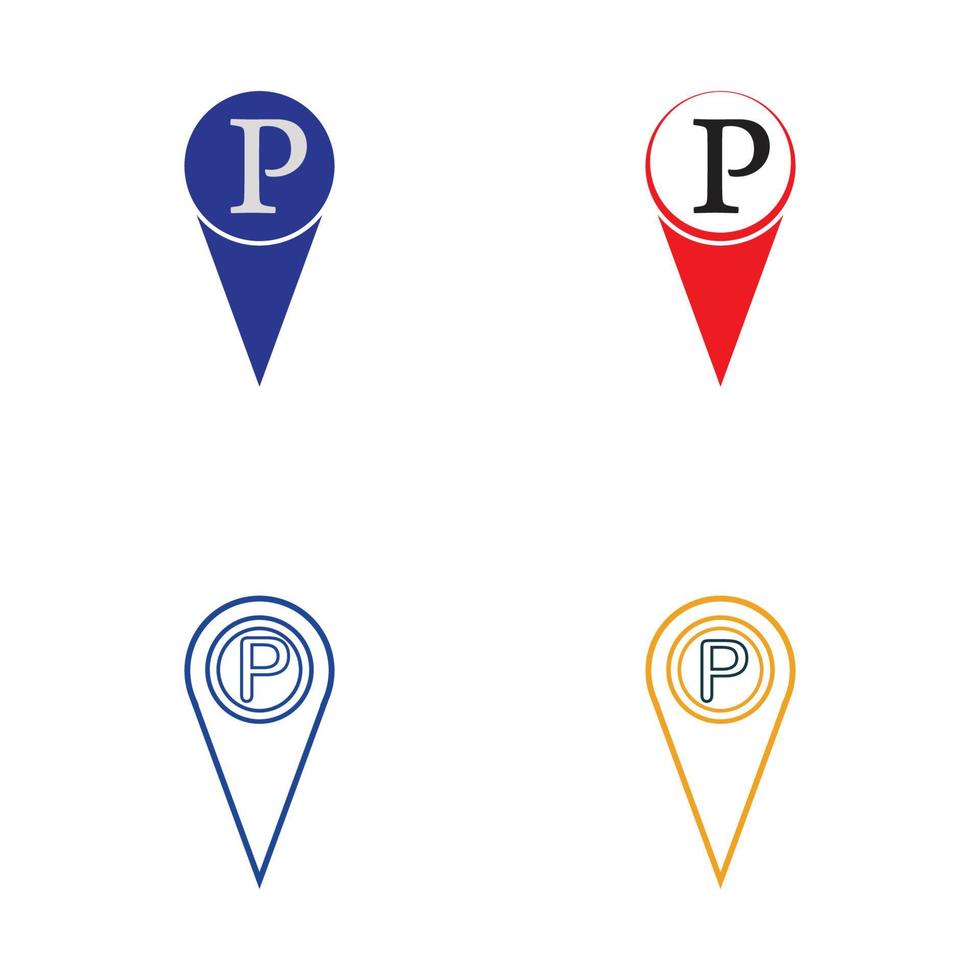 Parkplatz-Pin-Vektor-Symbol Illustration Design-Vorlage vektor