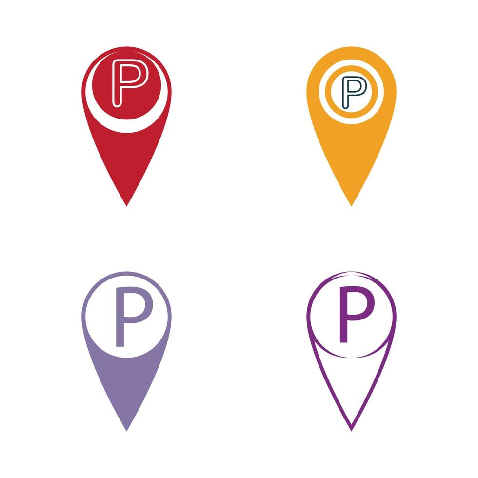 Parkplatz-Pin-Vektor-Symbol Illustration Design-Vorlage vektor