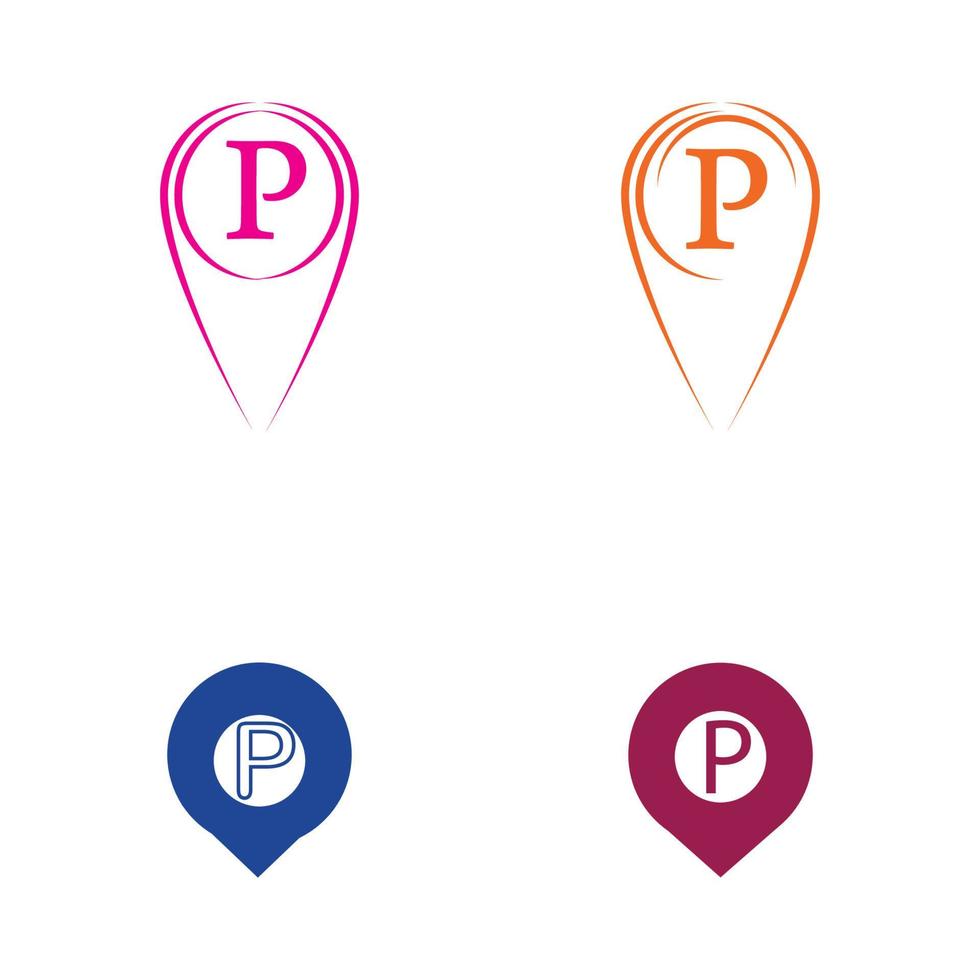 Parkplatz-Pin-Vektor-Symbol Illustration Design-Vorlage vektor