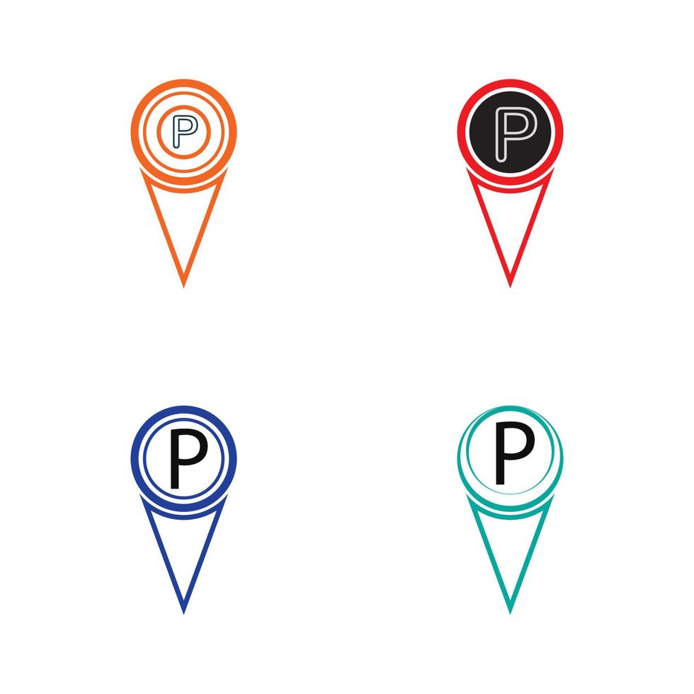 Parkplatz-Pin-Vektor-Symbol Illustration Design-Vorlage vektor