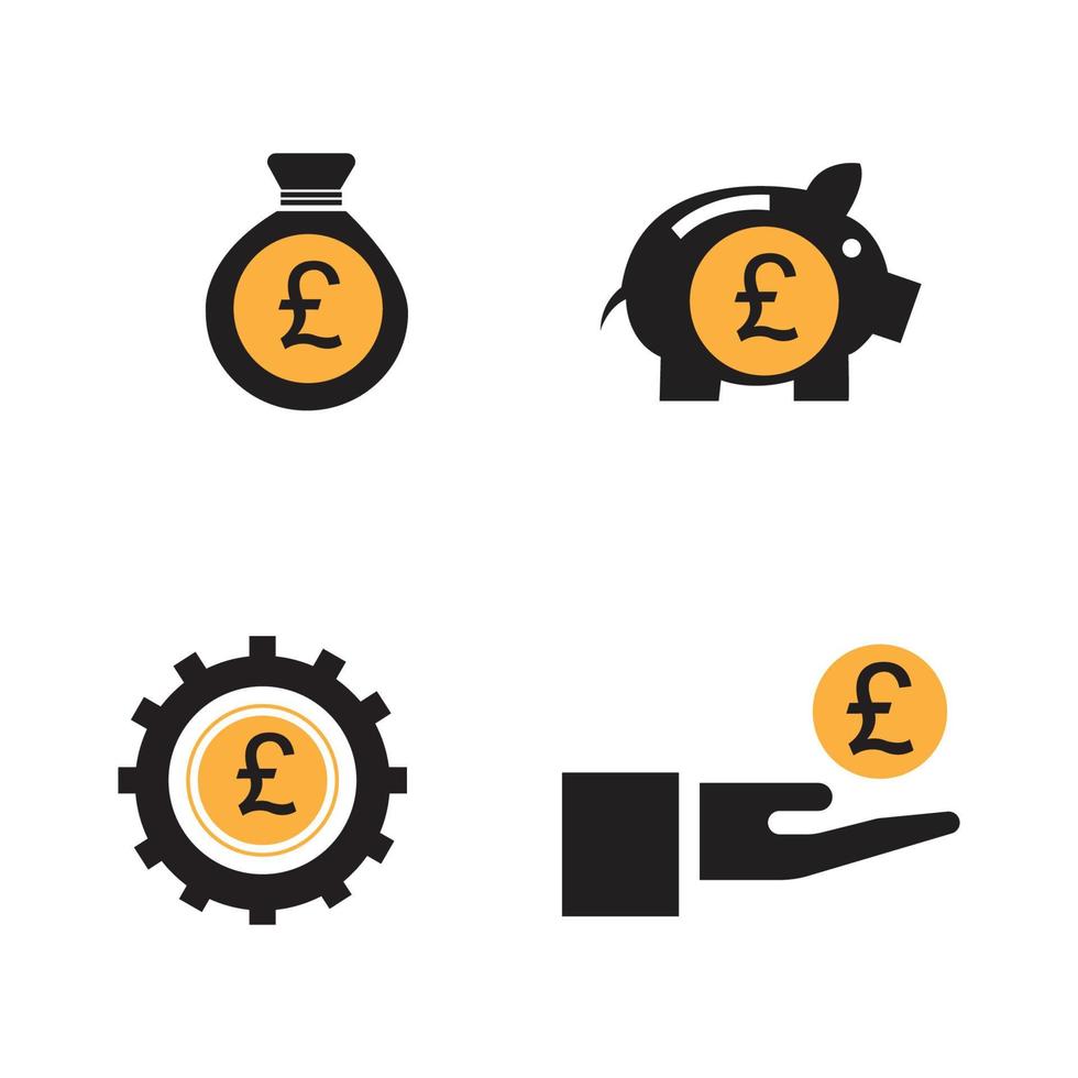 Pfund Geld Vektor Icon Illustration Design Vorlage - Vektor