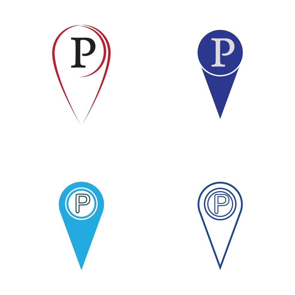 Parkplatz-Pin-Vektor-Symbol Illustration Design-Vorlage vektor