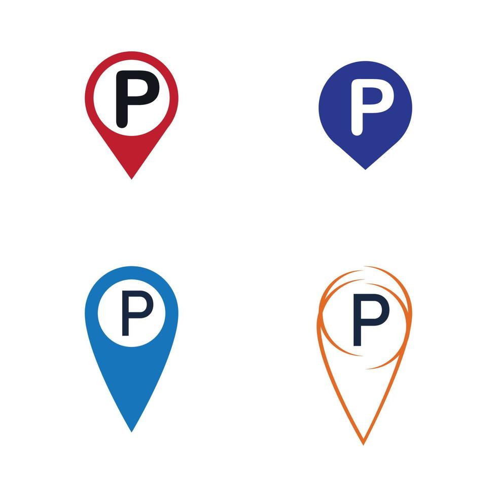 Parkplatz-Pin-Vektor-Symbol Illustration Design-Vorlage vektor