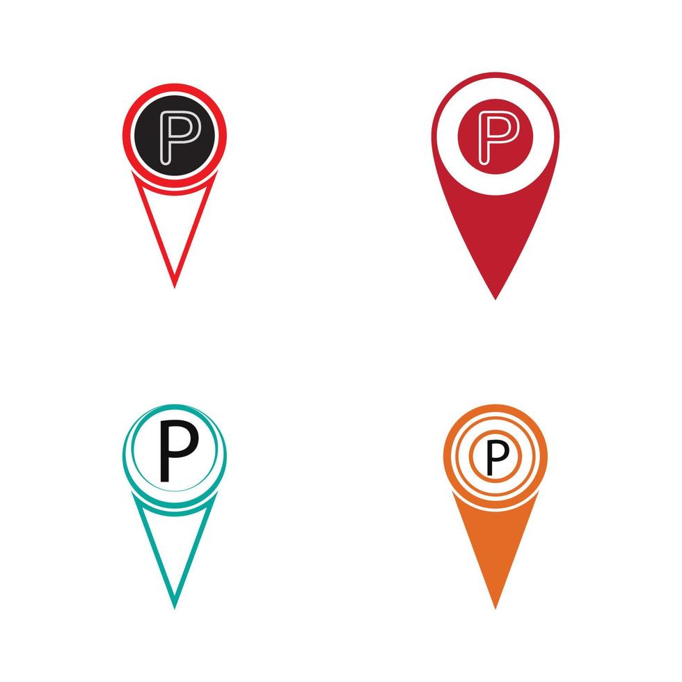 Parkplatz-Pin-Vektor-Symbol Illustration Design-Vorlage vektor