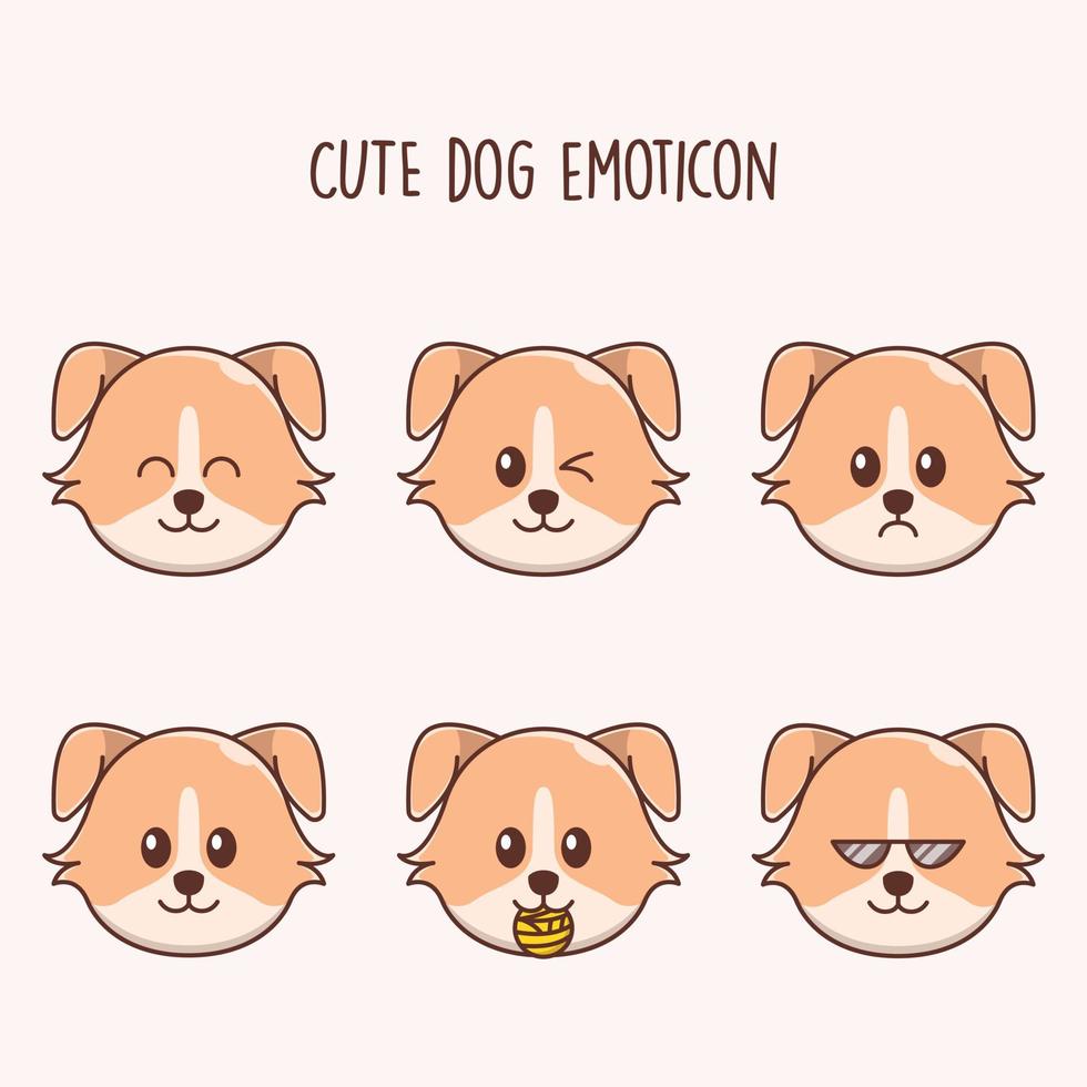 Set süßer Hunde-Emoji-Emoticons vektor